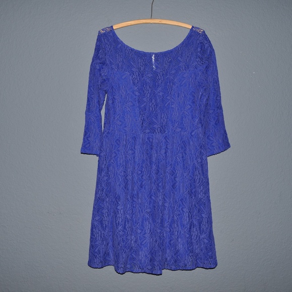 FREE PEOPLE Blue Lace Fit & Flare Skater Dress A3 - Picture 3 of 7